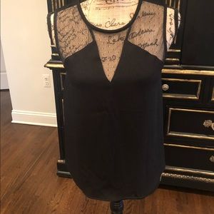 Black blouse with sheer detail